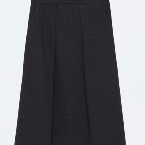 New Zara jacquard floral textured pleated high rise volume a-line midi skirt - Picture 15 of 15